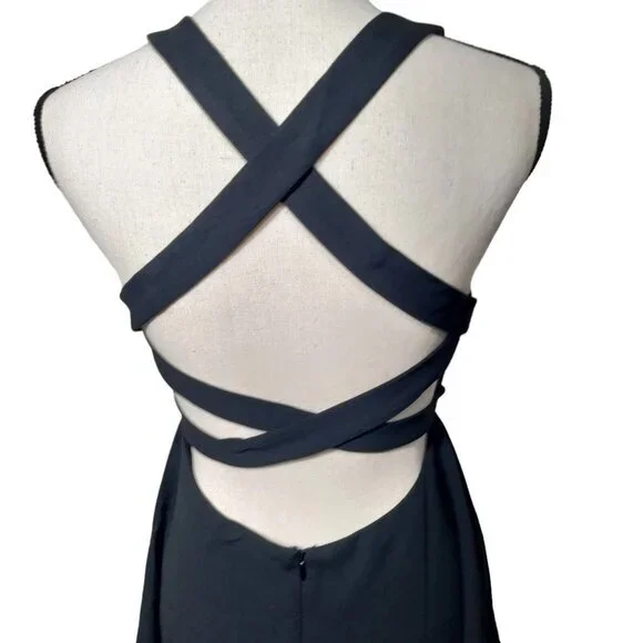 Lulus Katrina Black Strappy Sleeveless Skater Dress Size Medium NWT - Picture 4 of 11